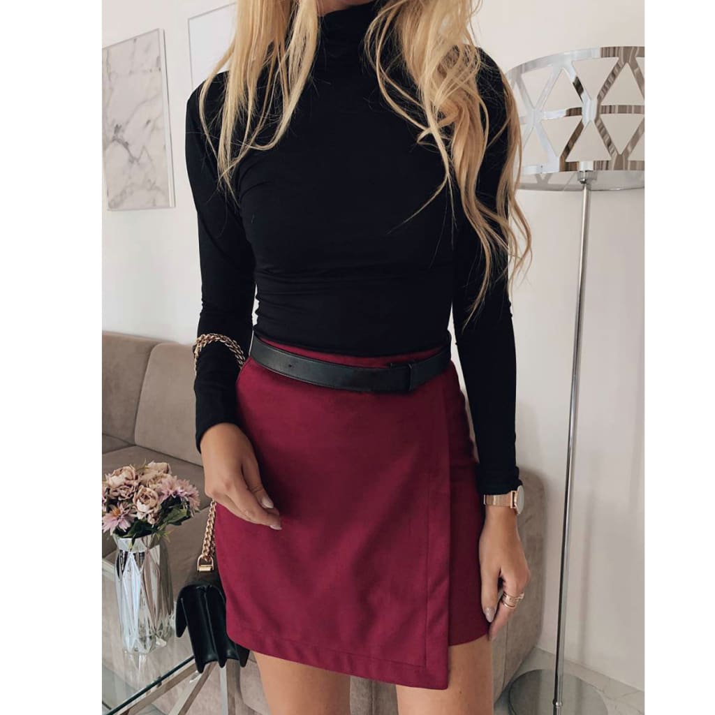 Irregular Lady Skirt Female Summer Solid High Waist A-line Mini Skirt