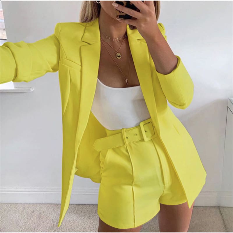 Autumn Elegant British-Style Small Suit Jacket Shorts Suit Women OL Lady Fashion Casual Workout Formal Suit