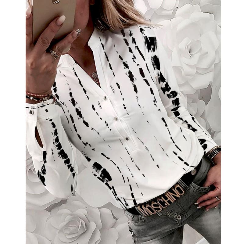 Women Shirts Striped Blouses Office Ladies Long Sleeve Buttons Slim Shirts Tops