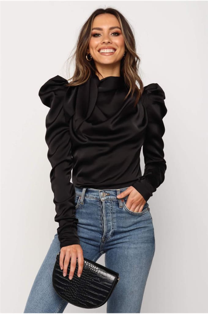 2019 Fashion Women Satin Blouses Bow Neck Long Sleeve Elegant Ladies Autumn Blouse Office Lady Shirts Female Blusas S-XL