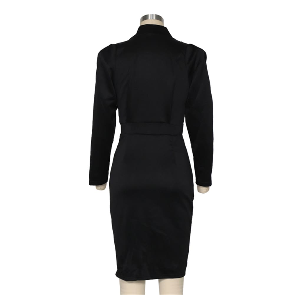 Elegant Womens Long Sleeve V Neck Bodycon Dress OL Ladies Evening Party Office Workout Mini Dress