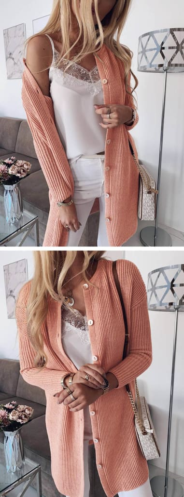 Women Lady Winter Warm Casual Open Front Button Down Slim Cardigan Coats Baggy Long Sleeve Jumper Sweater Top