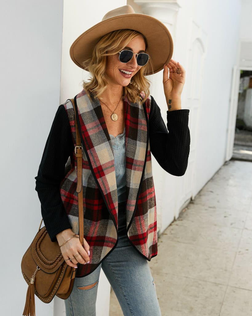 Women Casual Jacket Blazer Fashion Plaid Checks Winter Long Sleeve Cardigan Knitwear Outwear Coat Suit Jumper Top