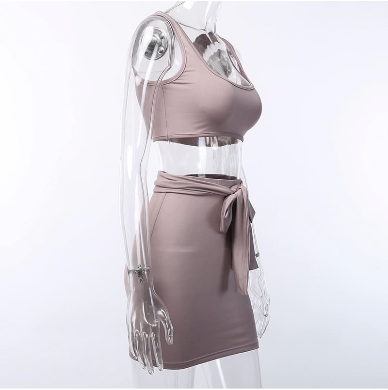 Women Bandage Bodycon Crop Top and Skirt Suit Sexy Ladies Evening Party Club Streetwear 2 Piece Set