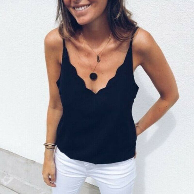 Women Casual Summer Top Ladies Vest Elegant Sleeveless Tank V Neck Loose Femme Plain Basic Tee Streetwear Plus Size