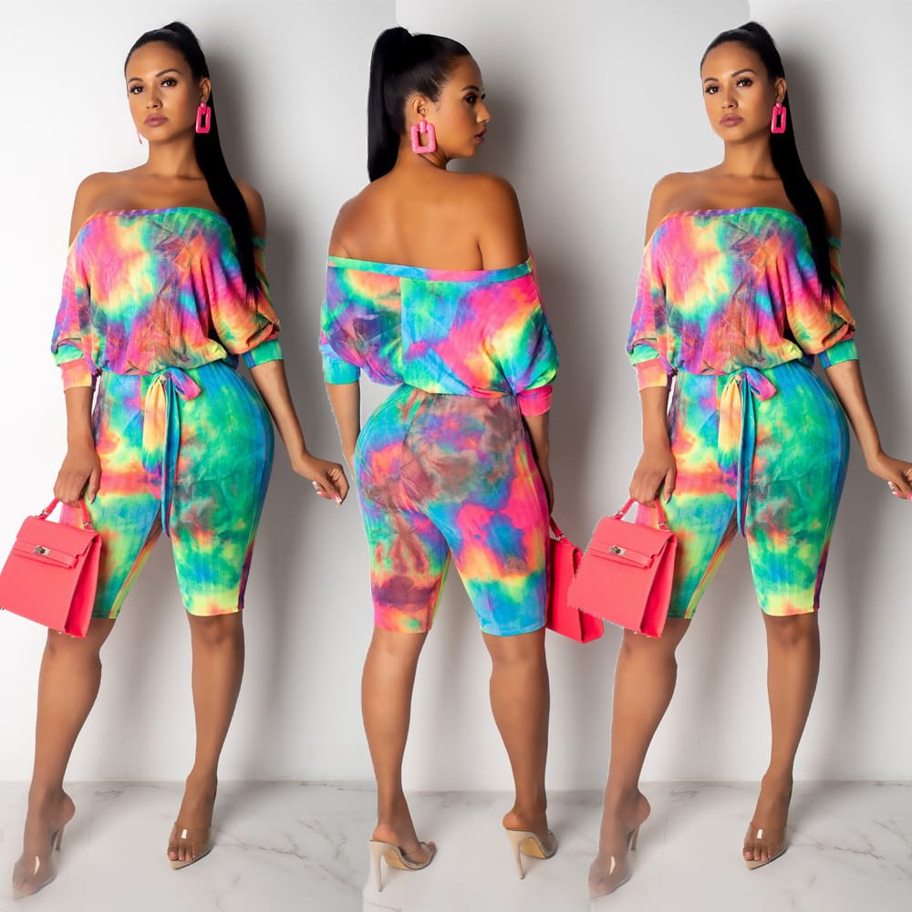 New Trend Popular Women Ladies Colorful Off Shoulder Bodycon Short Trousers Jumpsuit Rompers Clubwear Playsuit Bodysuit