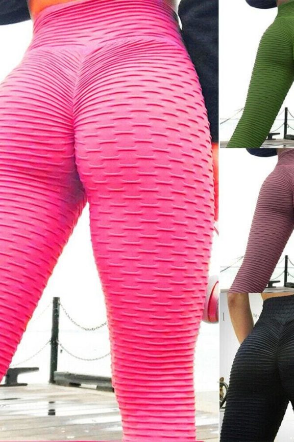 The Best High Waist Fitness Leggings Women Running Gym Workout Push Up Trousers Casual Solid Training Pants Sport Pants Online - Takalr