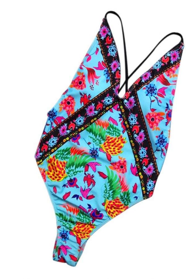 The Best Hirigin Multi Color Straps Sexy Flower Bikini Set One-Piece Suit Women Swimwear Bandage Push Up Padded Bathing Suit New Online - Takalr