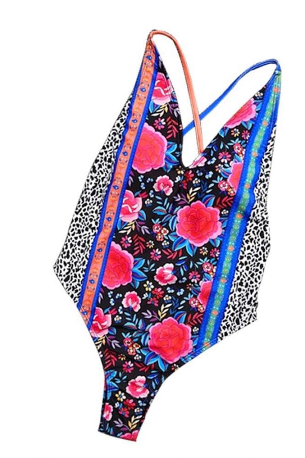 The Best Hirigin Multi Color Straps Sexy Flower Bikini Set One-Piece Suit Women Swimwear Bandage Push Up Padded Bathing Suit New Online - Takalr