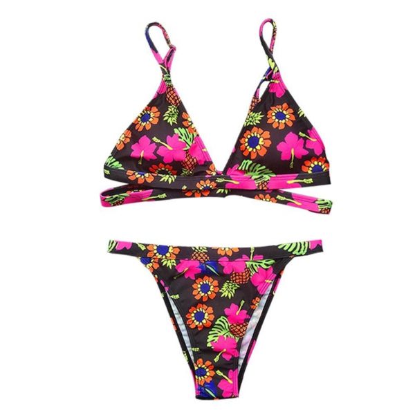 The Best Hirigin Multi Color Straps Sexy Flower Bikini Set One-Piece Suit Women Swimwear Bandage Push Up Padded Bathing Suit New Online - Takalr