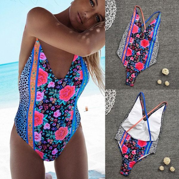 The Best Hirigin Multi Color Straps Sexy Flower Bikini Set One-Piece Suit Women Swimwear Bandage Push Up Padded Bathing Suit New Online - Takalr