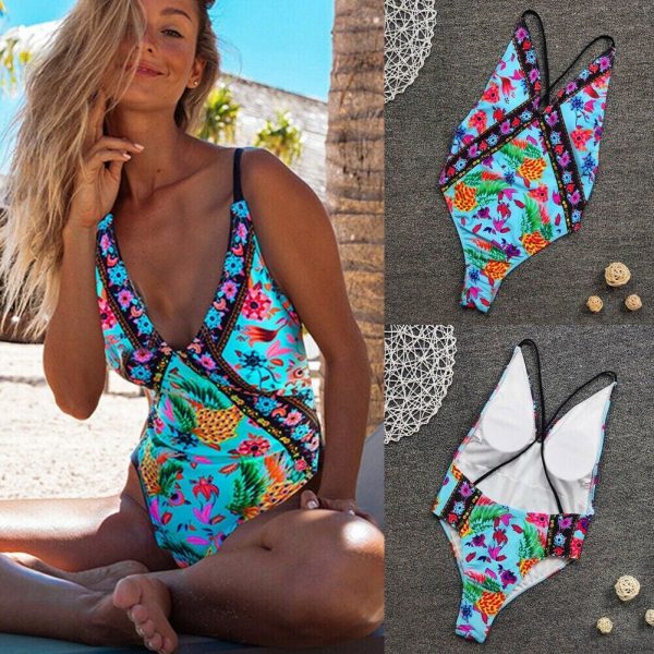 The Best Hirigin Multi Color Straps Sexy Flower Bikini Set One-Piece Suit Women Swimwear Bandage Push Up Padded Bathing Suit New Online - Takalr