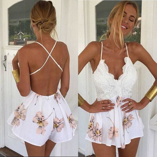 The Best Holiday Summer Ladies Sexy V-Neck Sleeveless Jumpsuit Women Backless Bodycon Party Playsuit Fashion CasualJumpsuit Romper Online - Takalr