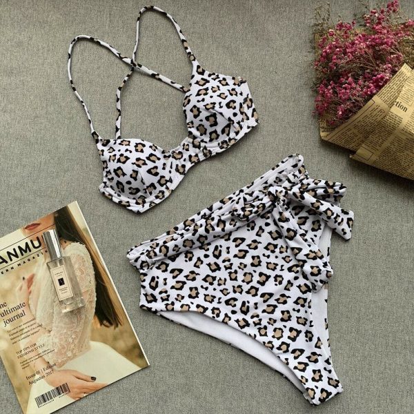 The Best Hot Bikinis Swimwear Women Bathing Suit High Waist Padded Bikini Female Swimsuit Beachwear Strap Leopard Biquini Set Online - Takalr