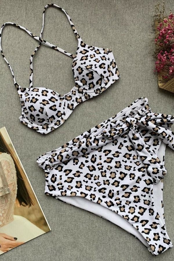 The Best Hot Bikinis Swimwear Women Bathing Suit High Waist Padded Bikini Female Swimsuit Beachwear Strap Leopard Biquini Set Online - Takalr