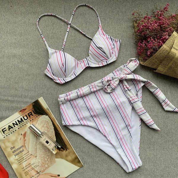 The Best Hot Bikinis Swimwear Women Bathing Suit High Waist Padded Bikini Female Swimsuit Beachwear Strap Leopard Biquini Set Online - Takalr