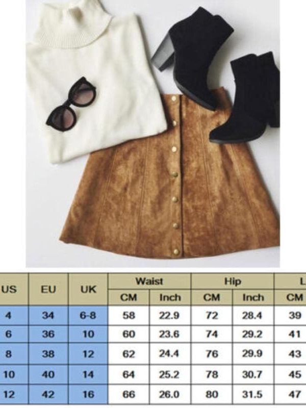 The Best Hot Fashion Elegant Women Ladies Summer Skirts High Waist Single Breasted Button Solid Slim A-Line Suede Leather Mini Skirts Online - Takalr