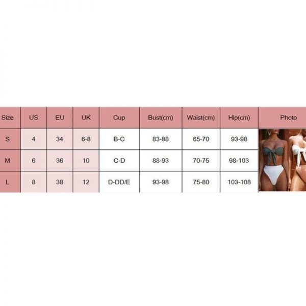 The Best Hot Summer Sexy Solid Bikini Set Padded Bra Lace Up Bow Bandeau Bikini High Waist Triangle Swimsuit Beach Bathing Suits Online - Takalr