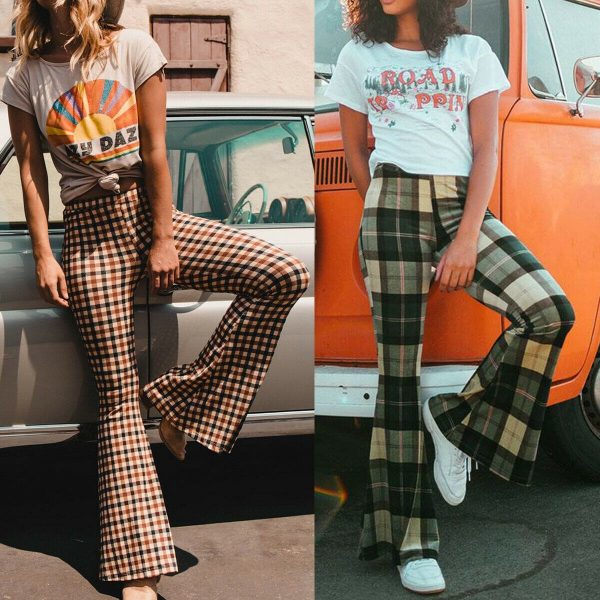 The Best Hot Women Casual Stretch Flare Pants Fashion Ladies Casual Wide Leg Long Bohemian High Waist Loose Bell Bottom Trousers New Online - Takalr