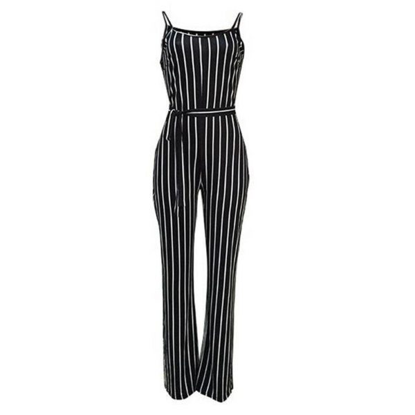 The Best Hot Women Ladies Clubwear V-Neck Striped Playsuit Sexy Bodycon Party Jumpsuit Romper Summer Beach Casual Long Trousers Online - Source Silk