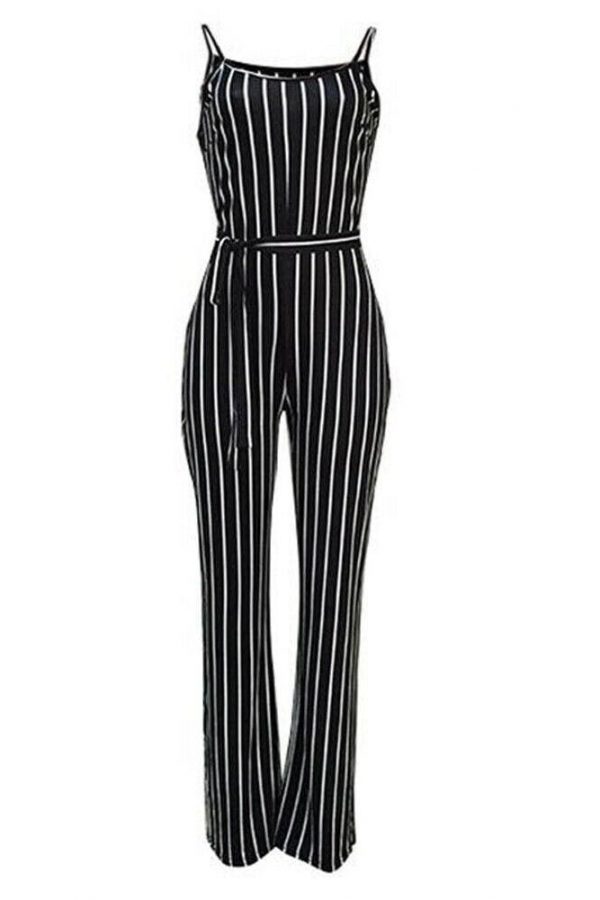 The Best Hot Women Ladies Clubwear V-Neck Striped Playsuit Sexy Bodycon Party Jumpsuit Romper Summer Beach Casual Long Trousers Online - Source Silk