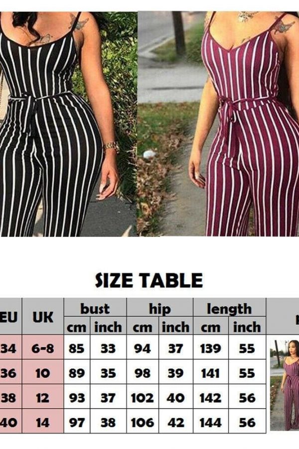 The Best Hot Women Ladies Clubwear V-Neck Striped Playsuit Sexy Bodycon Party Jumpsuit Romper Summer Beach Casual Long Trousers Online - Source Silk