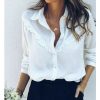 The Best Hot Women Long Sleeve Ruffles White Shirt Blouse Ladies Casual Plain OL Blouse Work Shirt Summer V Neck Shirt Online - Source Silk