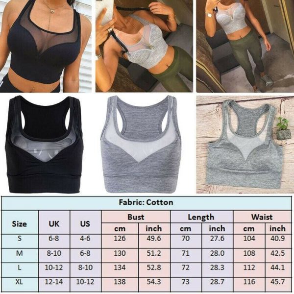 The Best Hot Women Mesh Patchwork Sports Bra Tank Tops Bodycon Slim Gym Sports Clothing Bustier Vest Crop Tops Bralette Blouses Online - Source Silk