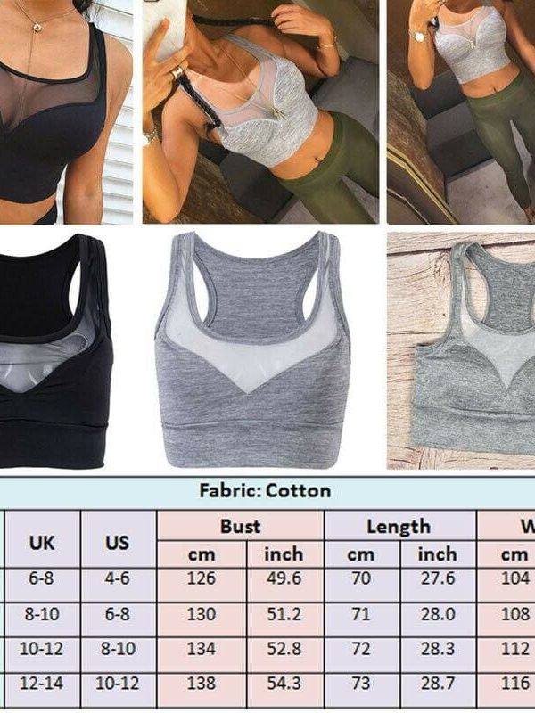 The Best Hot Women Mesh Patchwork Sports Bra Tank Tops Bodycon Slim Gym Sports Clothing Bustier Vest Crop Tops Bralette Blouses Online - Source Silk