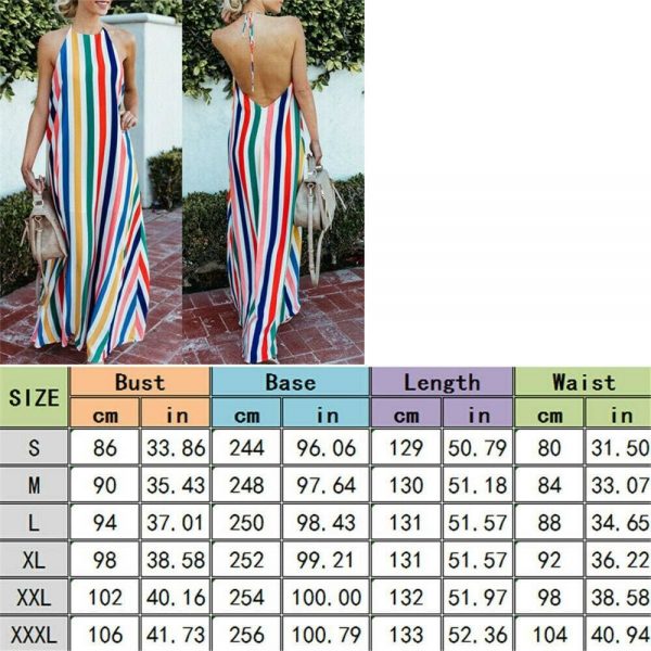 The Best HOT Women Sling Backless Dress Summer Sexy Ladies Sleeveless Beach Stripe Evening Party Long Maxi Sundress Online - Source Silk