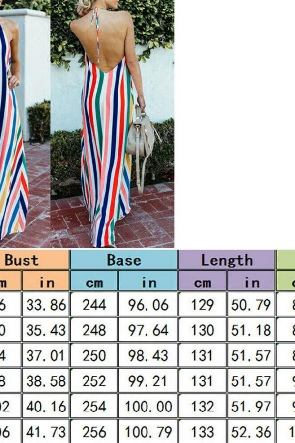 The Best HOT Women Sling Backless Dress Summer Sexy Ladies Sleeveless Beach Stripe Evening Party Long Maxi Sundress Online - Source Silk