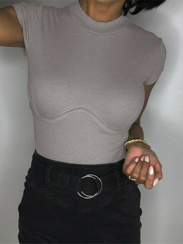 The Best Hot Women Summer Beach Short Sleeve T-Shirt Slim Gym Sports Crop Tank Top Ladies Casual Crew Neck Outwear Tops Online - Source Silk