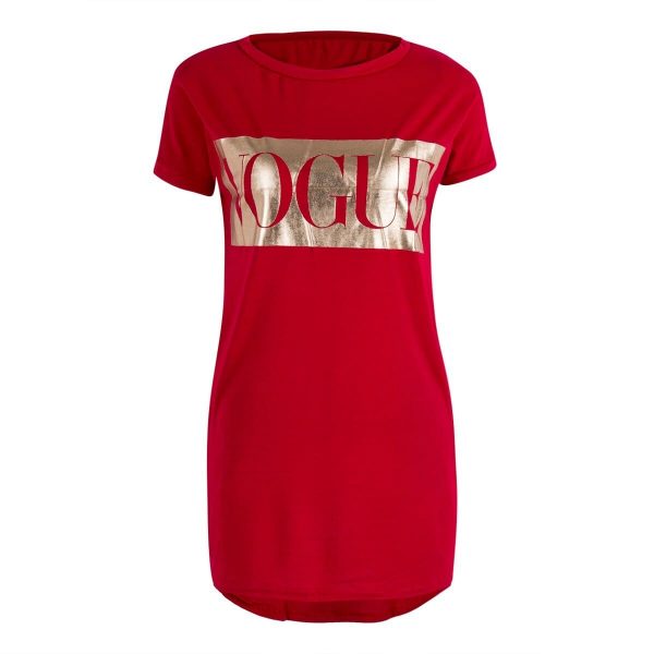 The Best Hot Women's Casual Summer Top Dress Short Sleeve VOGUE Tee Shirt Femme Party Loose Fashion Basic Shirt Dress Online - Source Silk