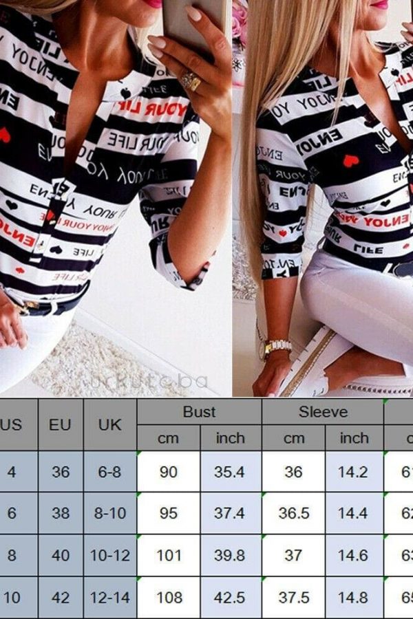 The Best Hot Women's Summer Heart&Letters Printed Blouse Ladies Casual V Neck Button Half Sleeve Slim Tops Shirt Online - Source Silk