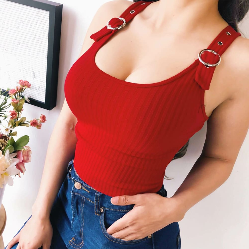 Casual Tank Top Vest Blouse Sleeveless Summer Ladies Solid Casual Crop Top Shirt