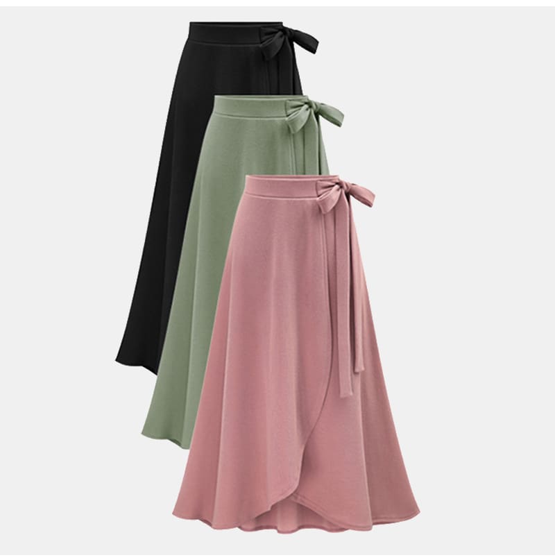 Women Ruffle Wrap Over Loose Skirt Ladies Fashion Solid High Waist Split Irregular Party A-Line Long Skirt Plus Size