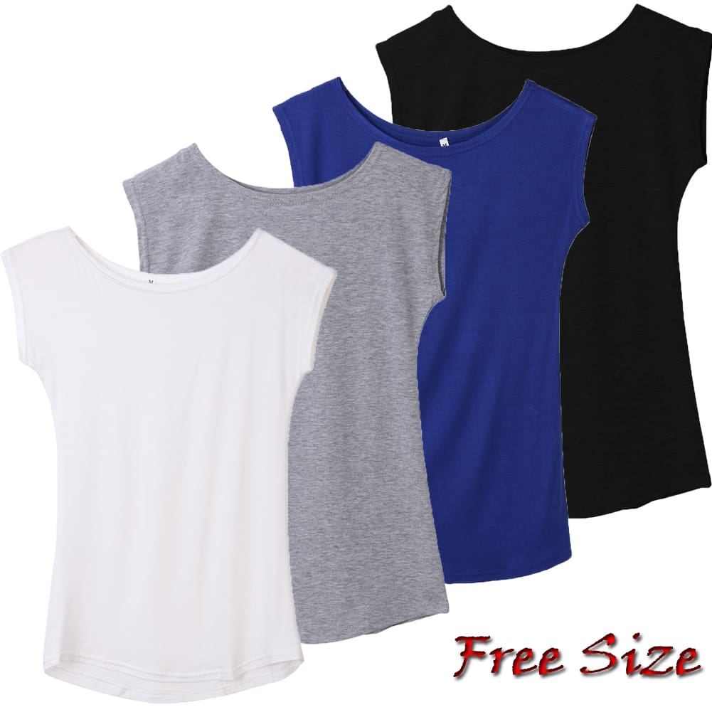 2019 Girls Womens Neck Sleeveless Long T-Shirts Modal Tops Basic Solid White Black Blue Gray Tee Shirt Hot