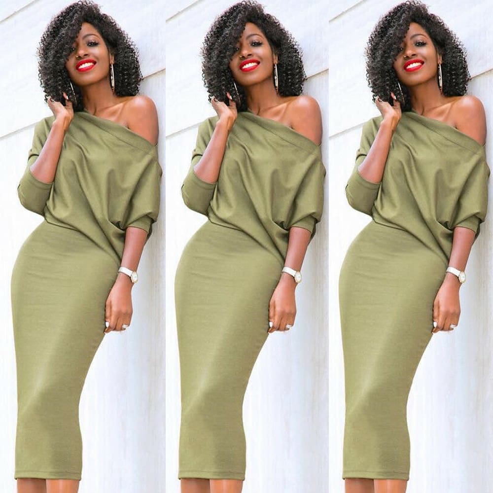 Elegant Womens Off Shoulder Bandage Bodycon Dress