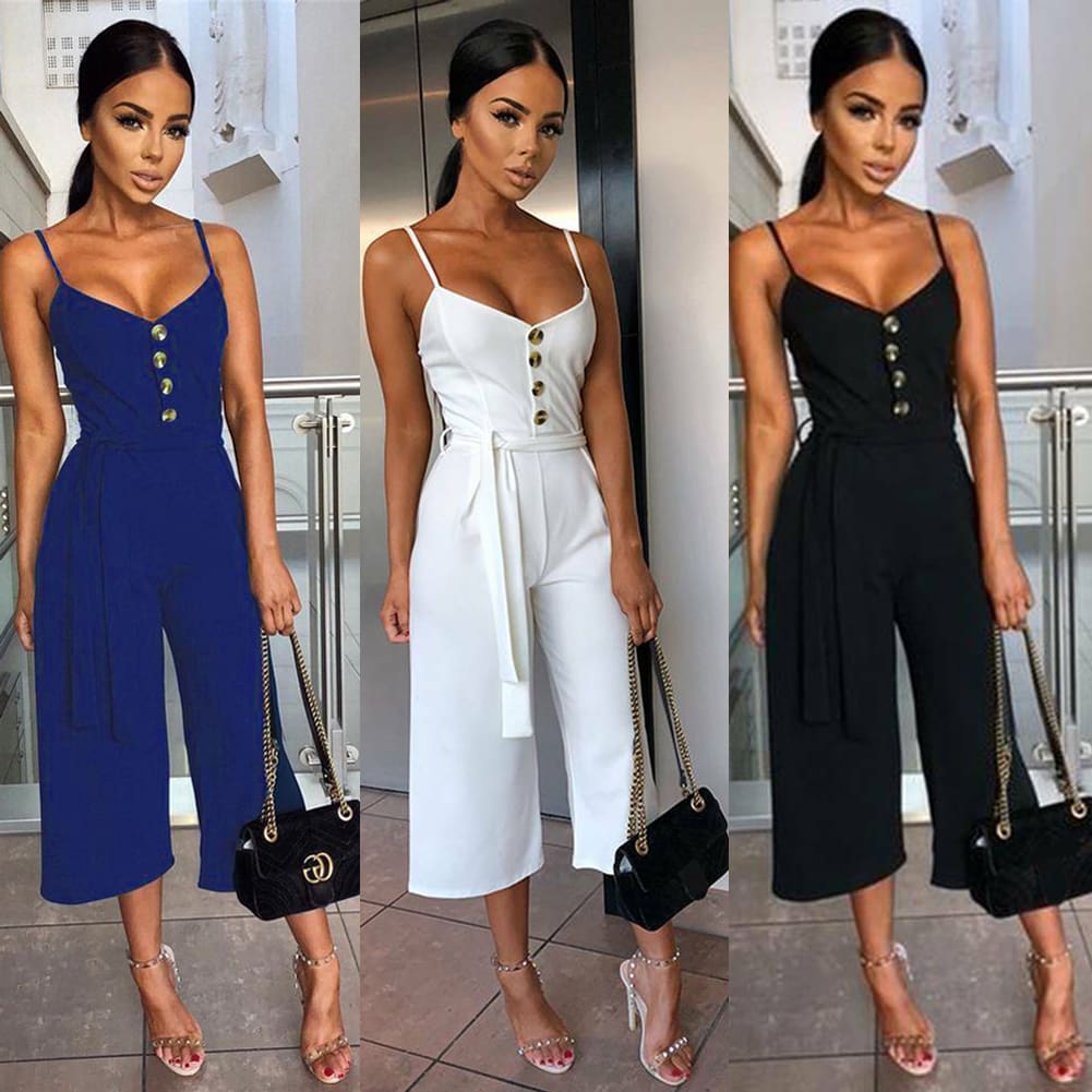 Summer Women Ladies Clubwear Playsuit Fashion Bodycon Party Jumpsuit Romper Trousers Casual Loose Linen Cotton Jumpsuit