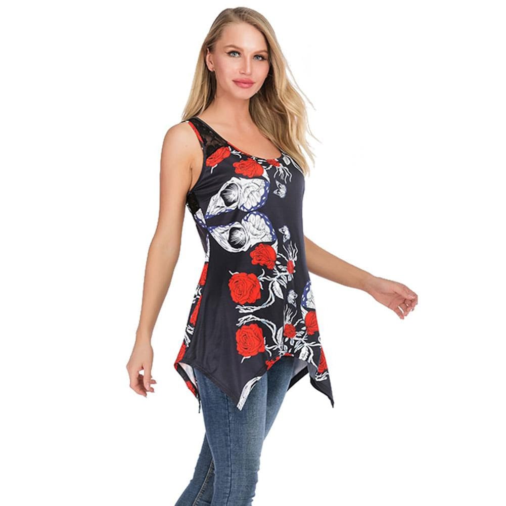 Women Crew Neck Tops Shirt Fashion Ladies Loose Tunic Casual Blouse Vest Summer Beach Holiday Tank Top Plus Size