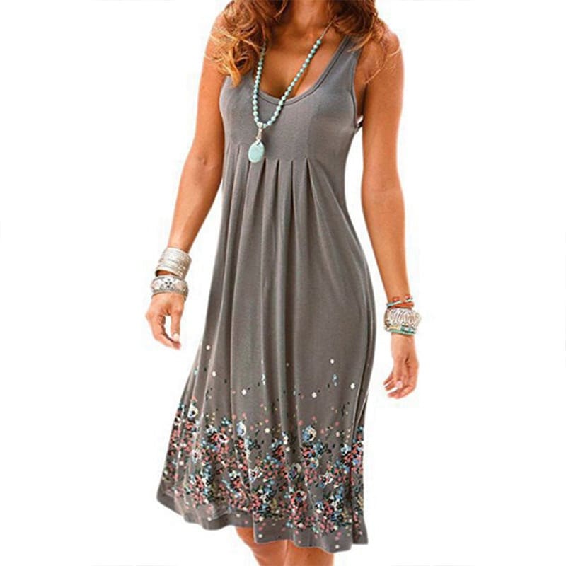 Fashion O-Neck Sleeveless Tank Print Dress