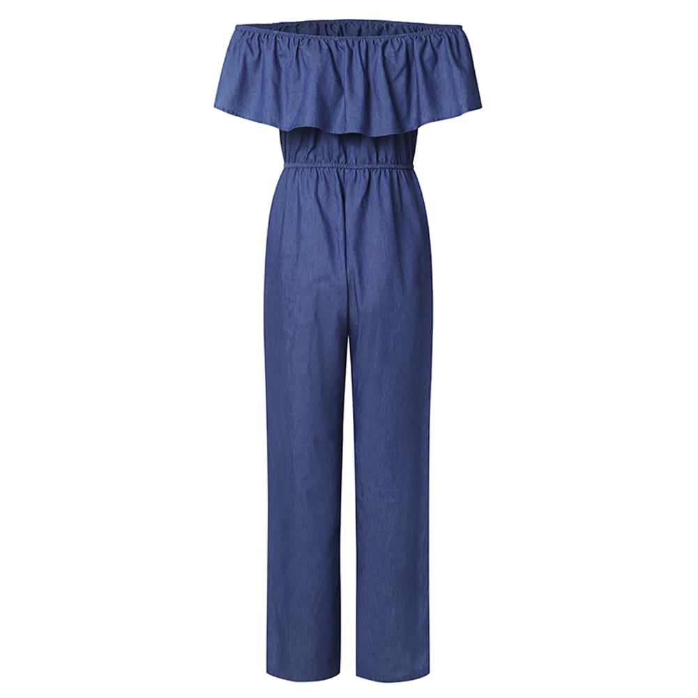 New Summer Women Off Shoulder Wide Leg Romper Jumpsuit Fashion Ladies Casual Loose Trouser Overalls Baagy Pants Plus Size