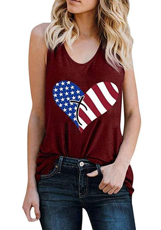 Print Vest Cami Tops Tees Sleeveless Blouse Ladies Casual Loose Tank Tops