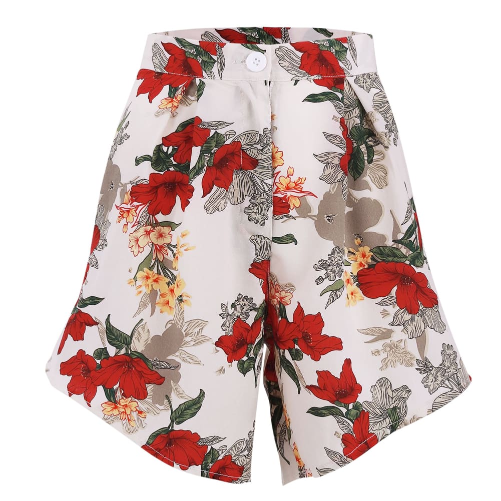 Fashion Women Floral High Waist Shorts Summer Casual Printed Ladies Beach Holiday Travel Loose Trouser New