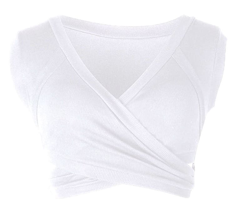 Women Casual Sleeveless Tank Tops Ladies Sexy V Neck Bandage Solid Vest Crop Short Shirt