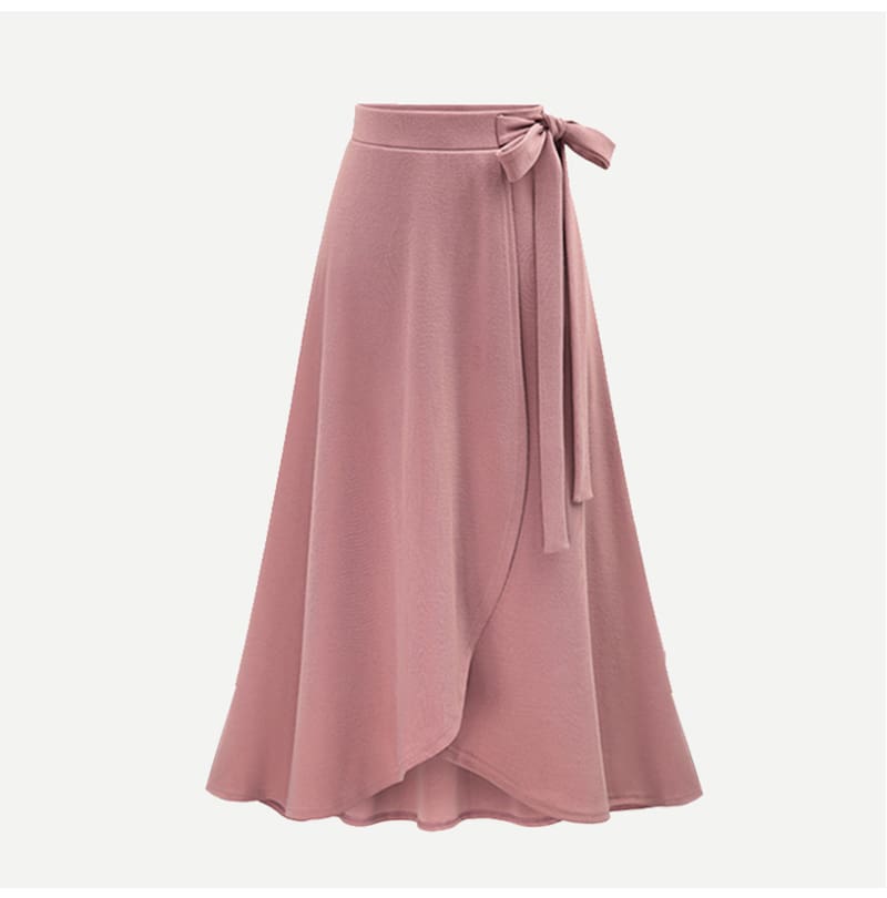 Women Ruffle Wrap Over Loose Skirt Ladies Fashion Solid High Waist Split Irregular Party A-Line Long Skirt Plus Size