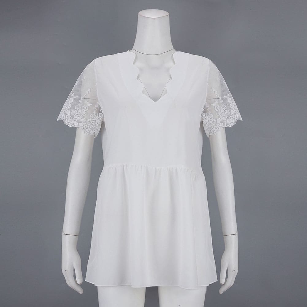 Fashion Women Summer Lace Short Sleeve Vest Tank Tops 2019 New Female Casual Loose V-Neck Beach Blouse Shirts