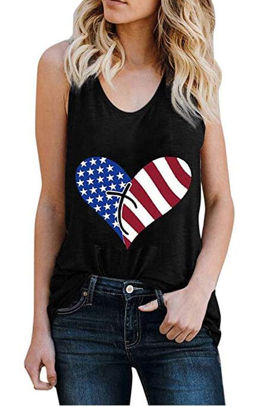 Print Vest Cami Tops Tees Sleeveless Blouse Ladies Casual Loose Tank Tops