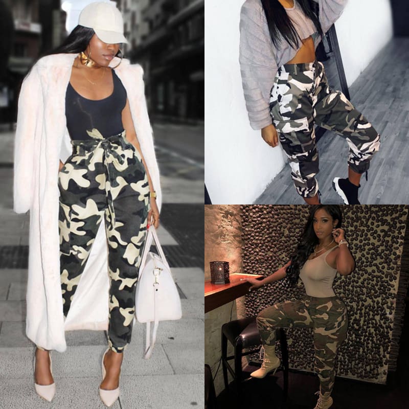 Women Camo Cargo Trousers Ladies Casual Military Army Combat Camouflage Pants Hip Hop Rock Trousers Jeans