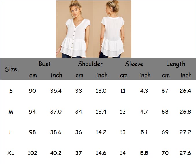 Summer Women Ladies Fashion V-neck Short Sleeve Tops Casual Loose Cotton Button Blouse Tops V-Neck Solid New Tops